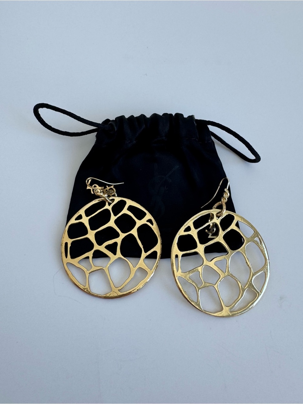 Vintage YSL Yves Saint Laurent Gold-Tone Openwork Drop Earrings